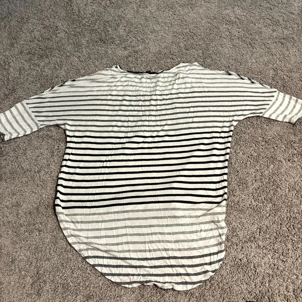 Mossimo Womens XXL Striped Tie Front Top Black White Dolman Sleeve V Neck - Picture 6 of 6